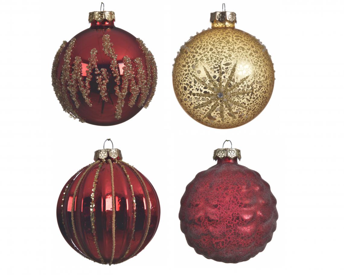 boule verre decor br-mat 3ass rouge noel brill a/perl or - or clair mat-decor or - bordx mt-rouge br a/pail or a/susp fil assorti - photo 3