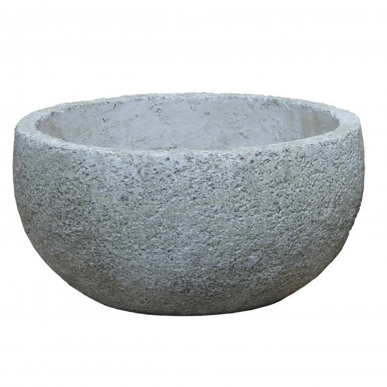 Pot rond haut en cement avec poignee en corde - photo 15