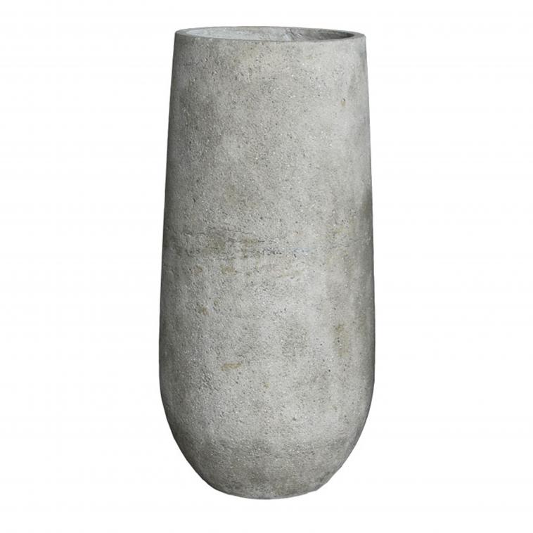 Pot rond haut en cement avec poignee en corde - photo 13