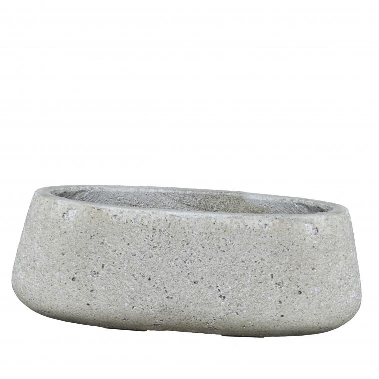 Coupe en cement ovale en gris avec poignee en corde - photo 11