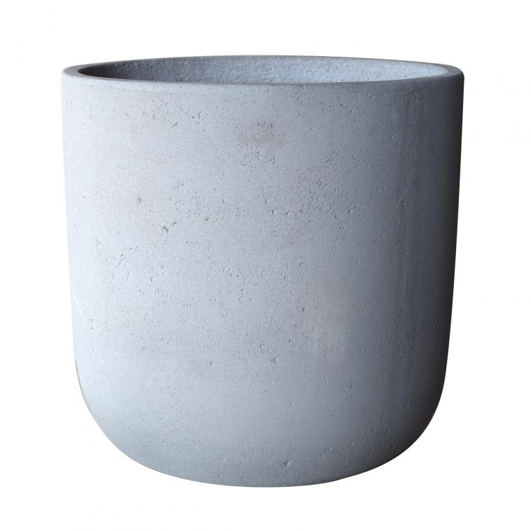 Pot rond haut en cement avec poignee en corde - photo 18